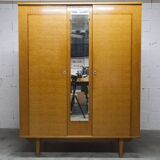 1970 Scandinavian wardrobe with shelves and mirror, 21x126, 2 doors.
