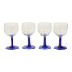 Set of Arcoroc Wine Glasses Cobalt Blue Base France 1980s