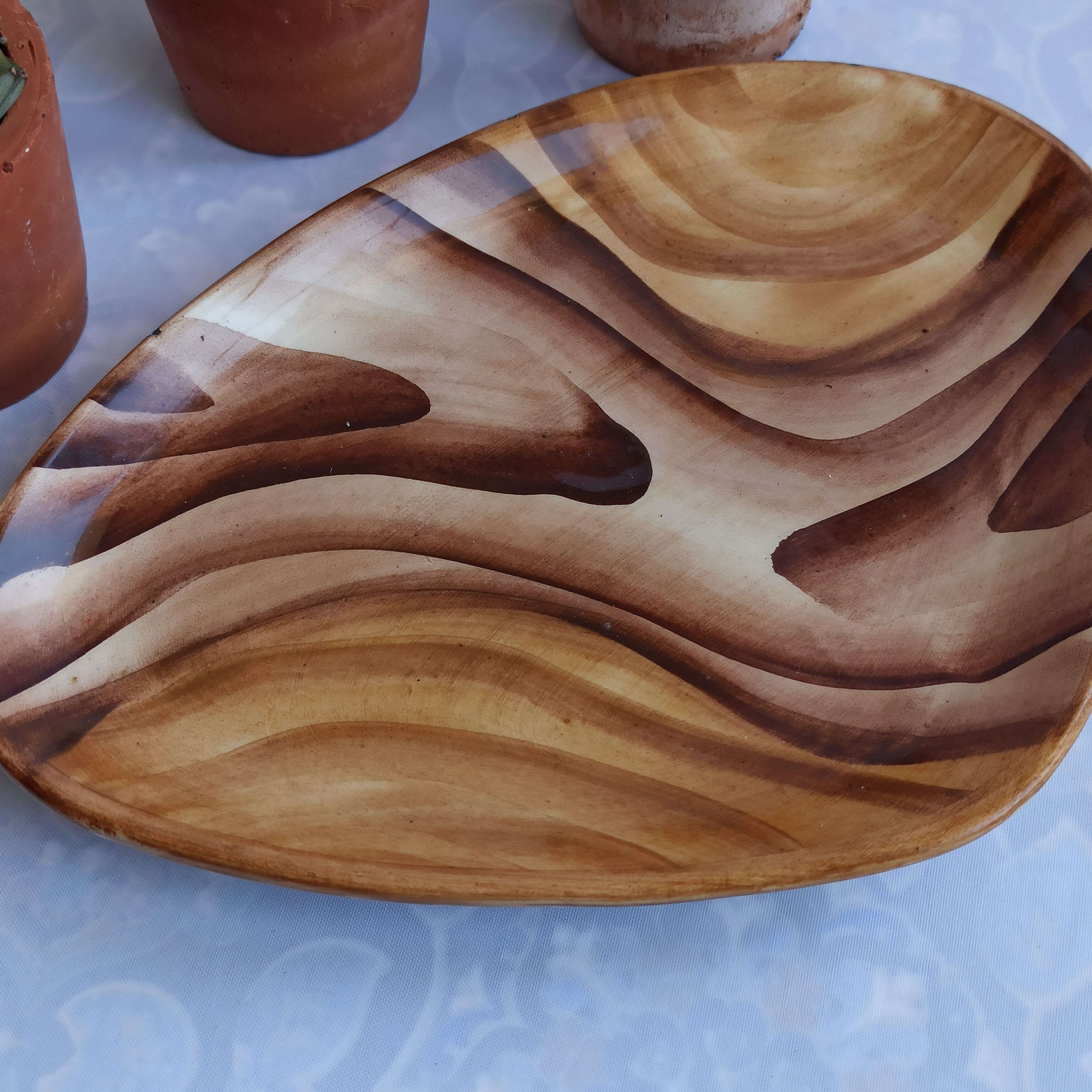 Fake wood dish Vallauris vintage