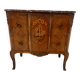 Transitional style commode with a protruding front, in marquetry wood, 20th century.