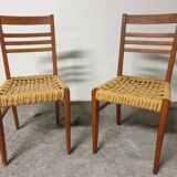 Vibo chairs in oak and rope 1950 set of 2
