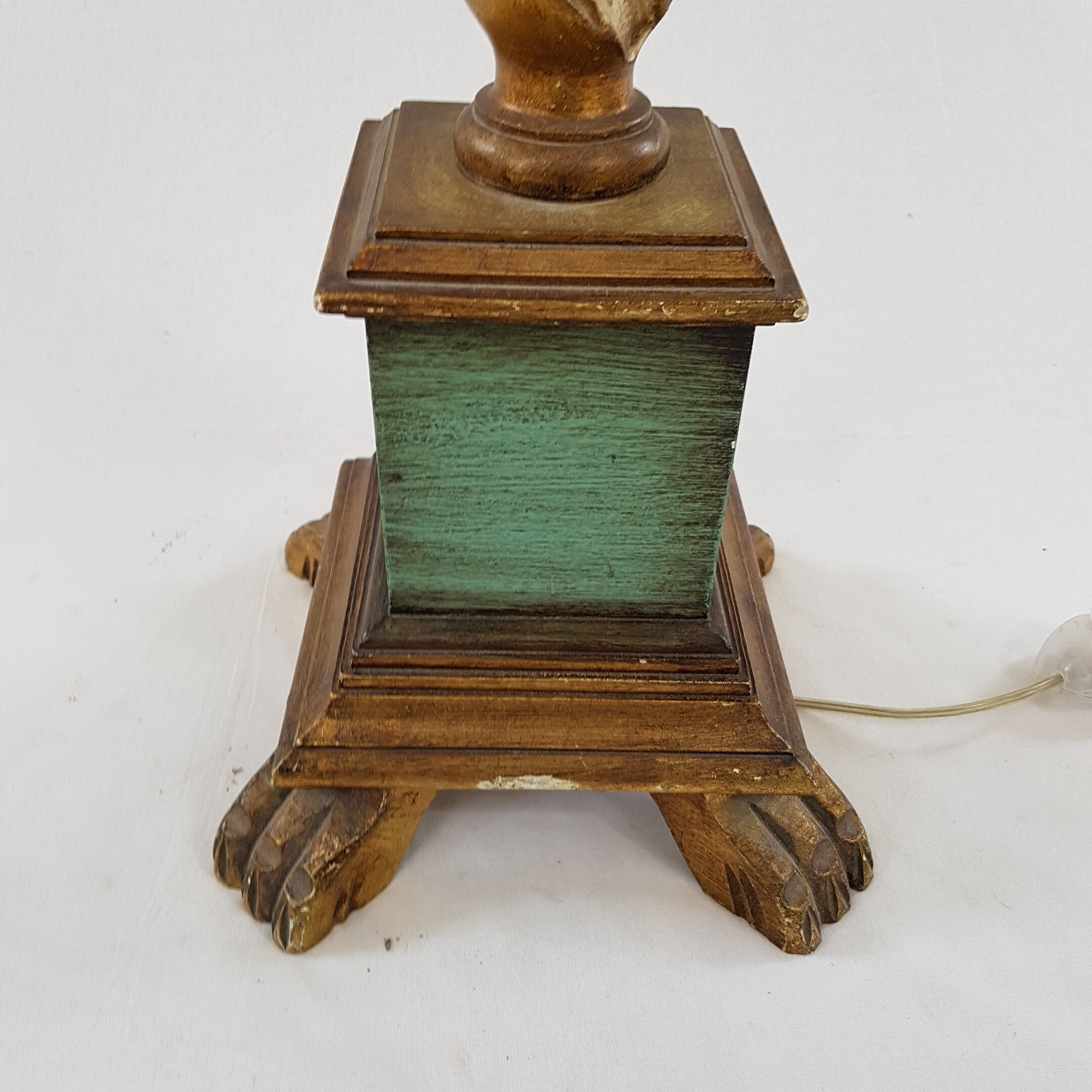 Golden wood column floor lamp