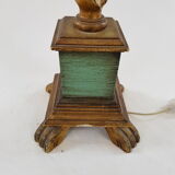 Golden wood column floor lamp