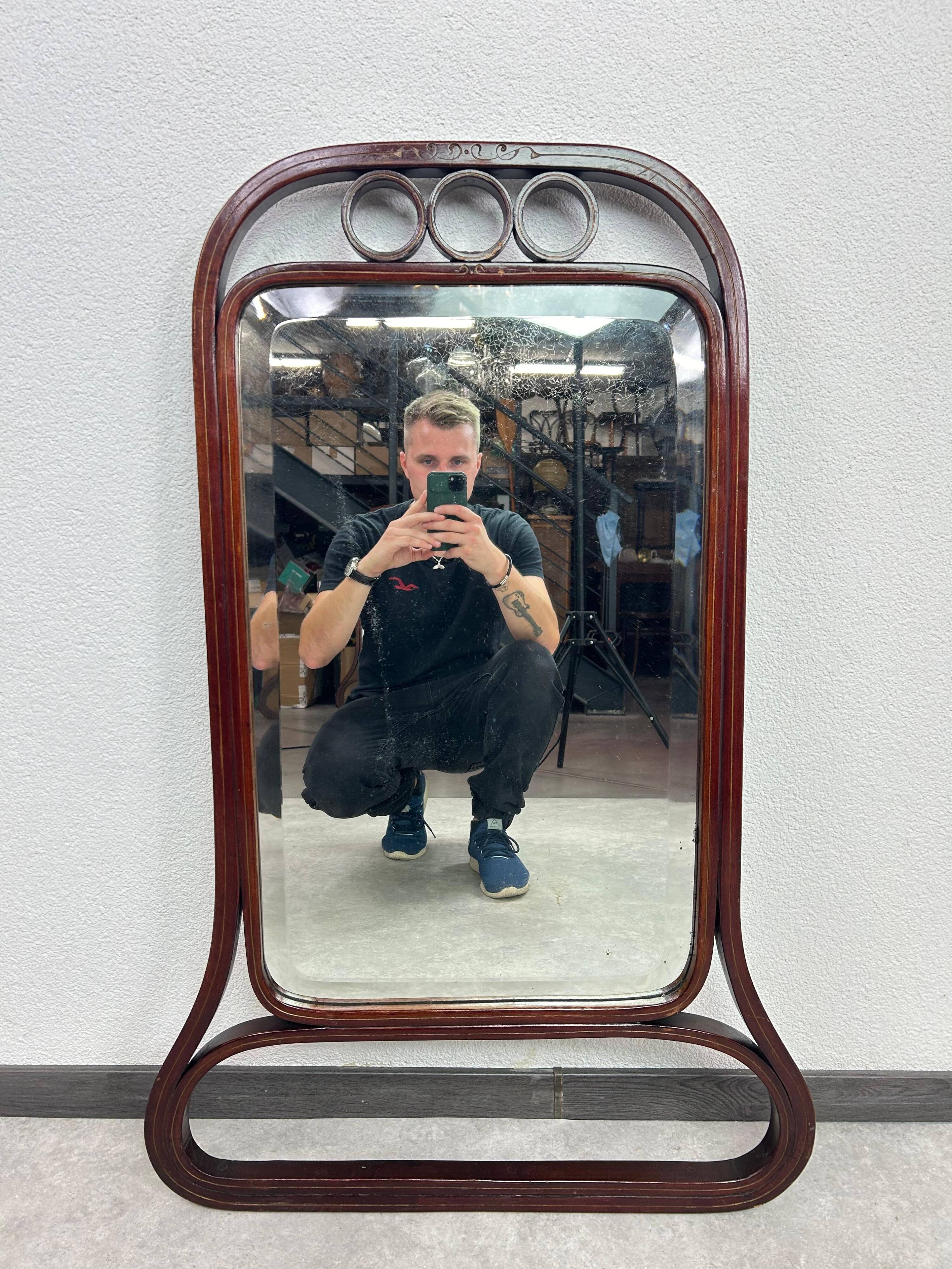 Extremely rare secessionist mirror no. 1148 by Gustav Siegel for J&J Kohn