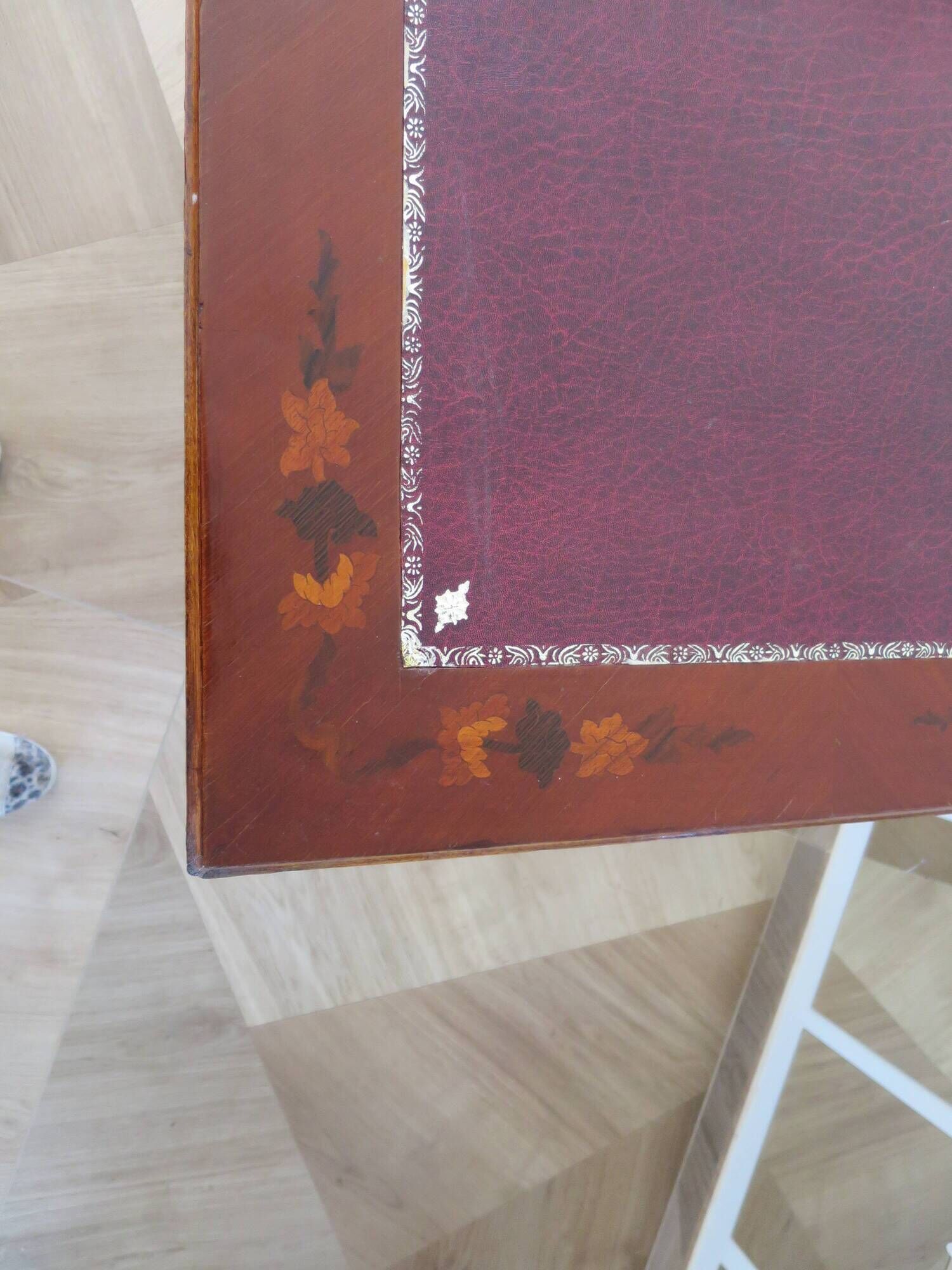 Rare - portfolio game table in marquetry and decorative bronze - Louis XVI style - Early 1900