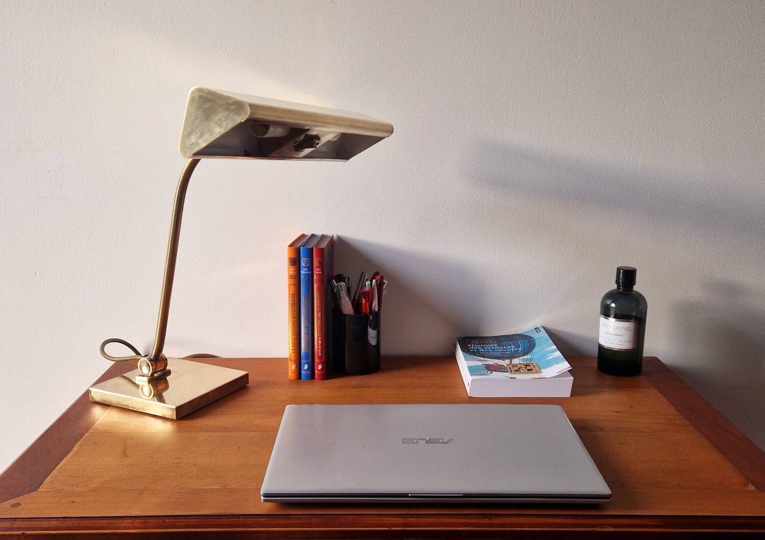 Banker style brass desk lamp 1970