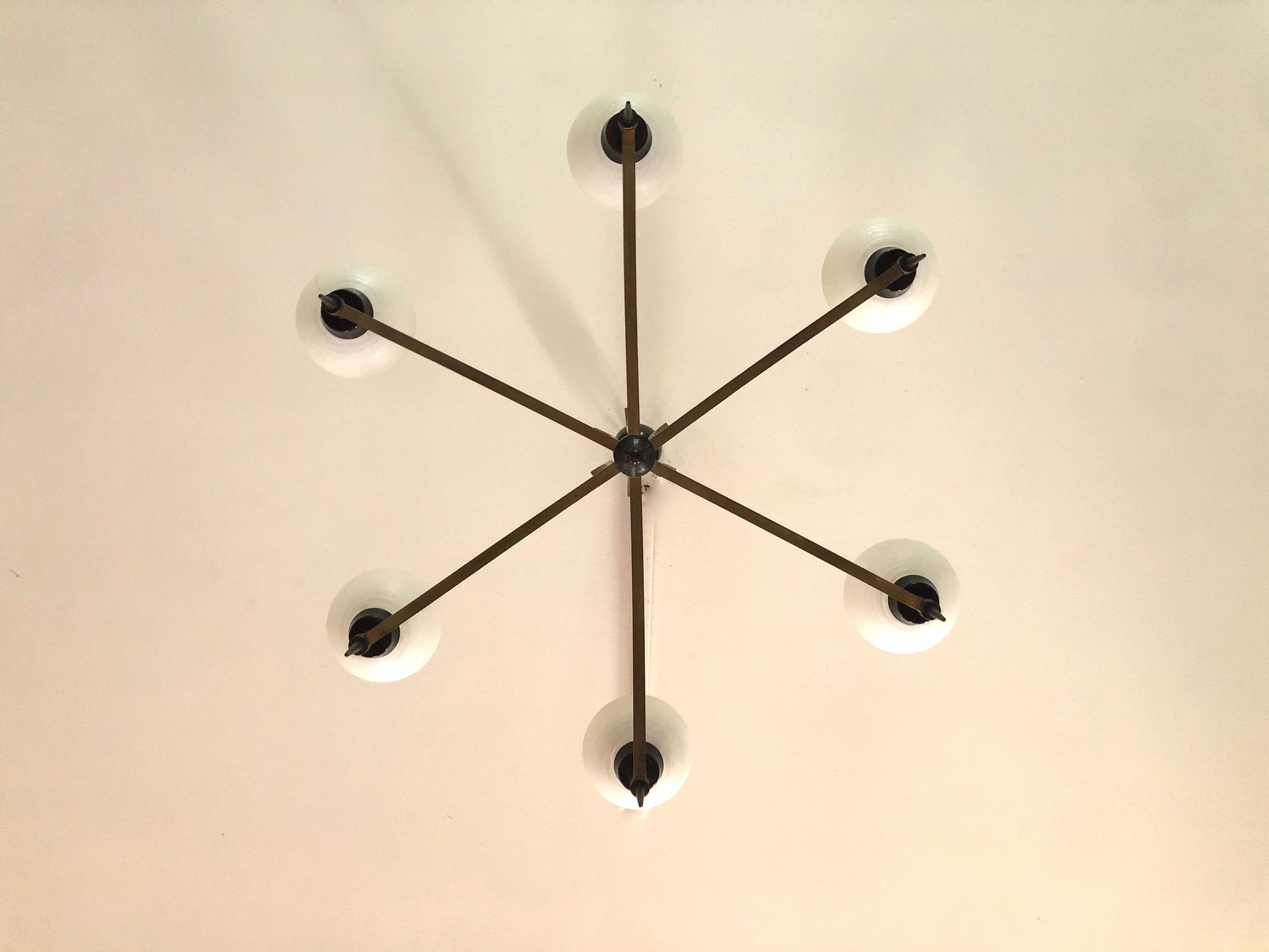 Modernist chandelier with 6 torches 1950