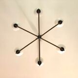 Lustre moderniste aux 6 flambeaux 1950