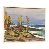 Huile sur panneau d'origine suédoise – « Rivage » par Harry Sahlin