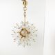 Mid century brass and crystal sputnik chandelier by Val saint lambert, 1960s