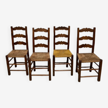 Rustic handcrafted oak chairs 1900