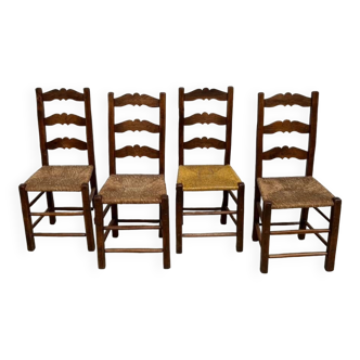 Rustic handcrafted oak chairs 1900