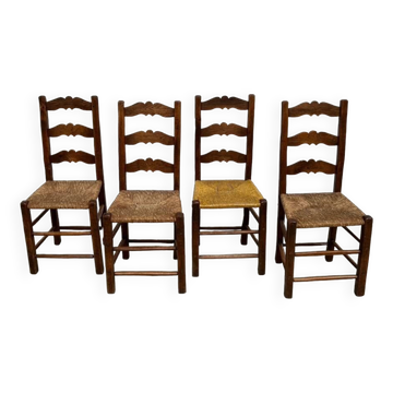 Chaises rustiques chêne artisanales 1900