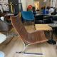 Vintage armchair design steel and leathers stretched 70s