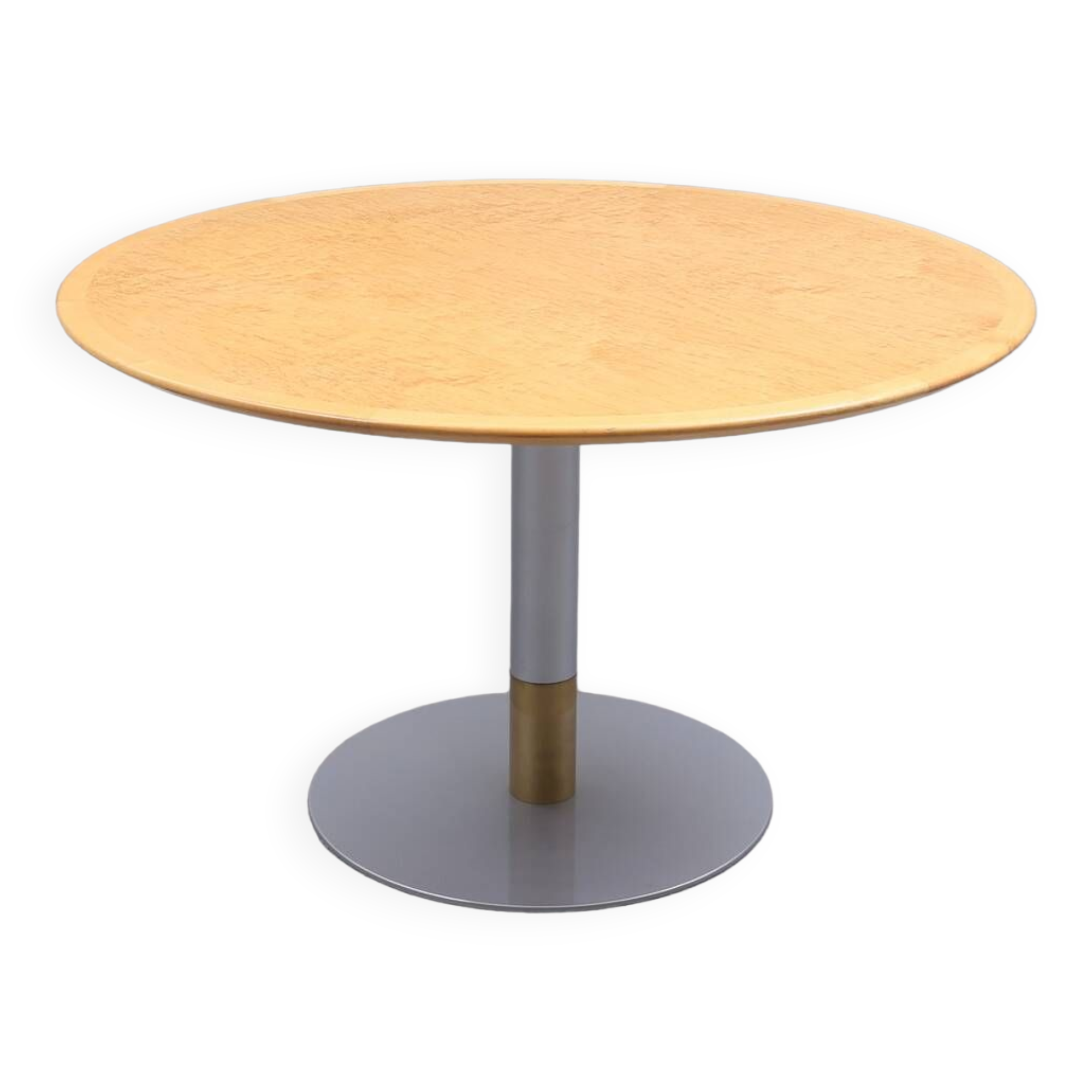 Round table with central base, wood top, 1970s