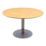 Round table with central base, wood top, 1970s