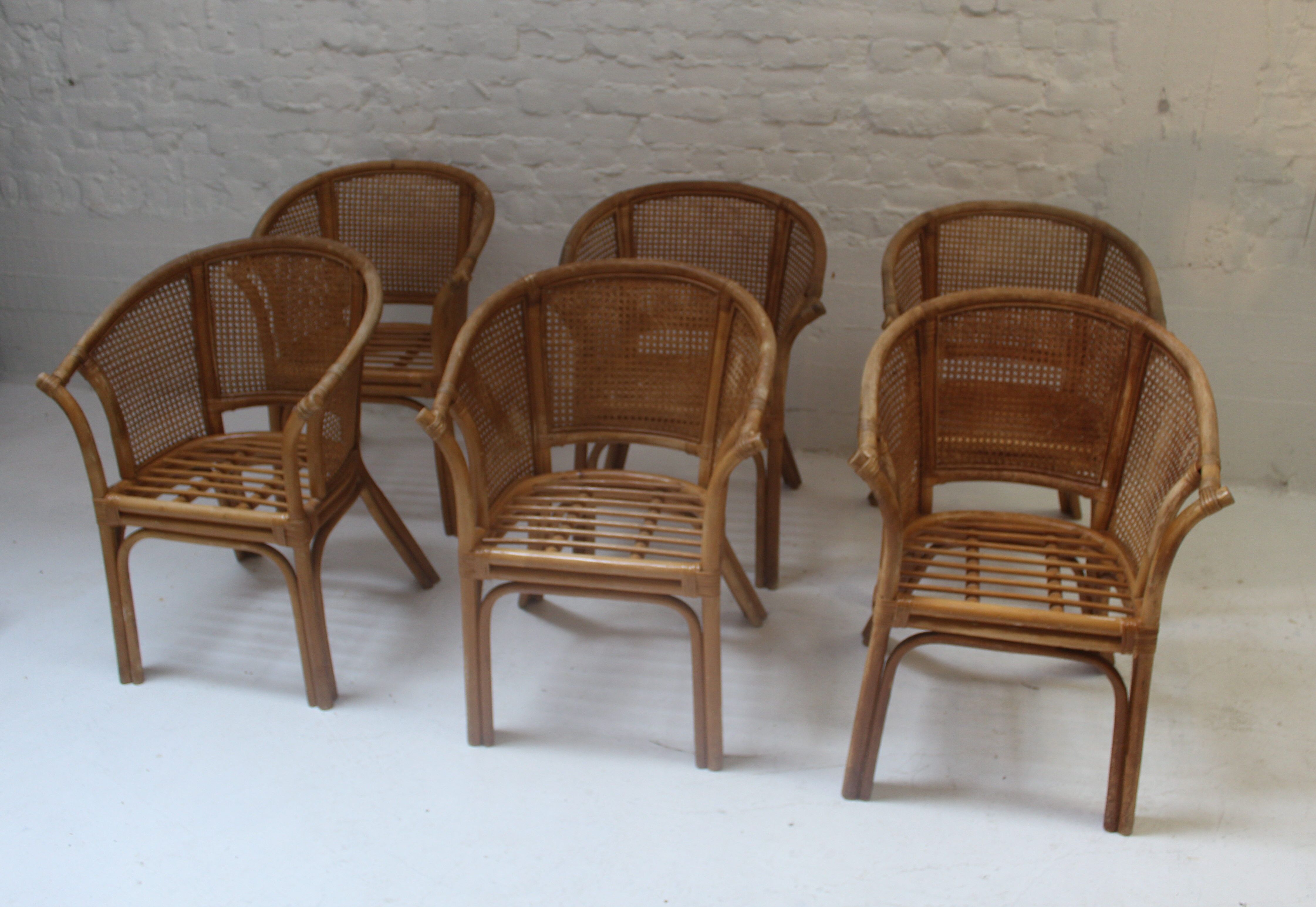 6 chaises ou fauteuils vintage en rotin