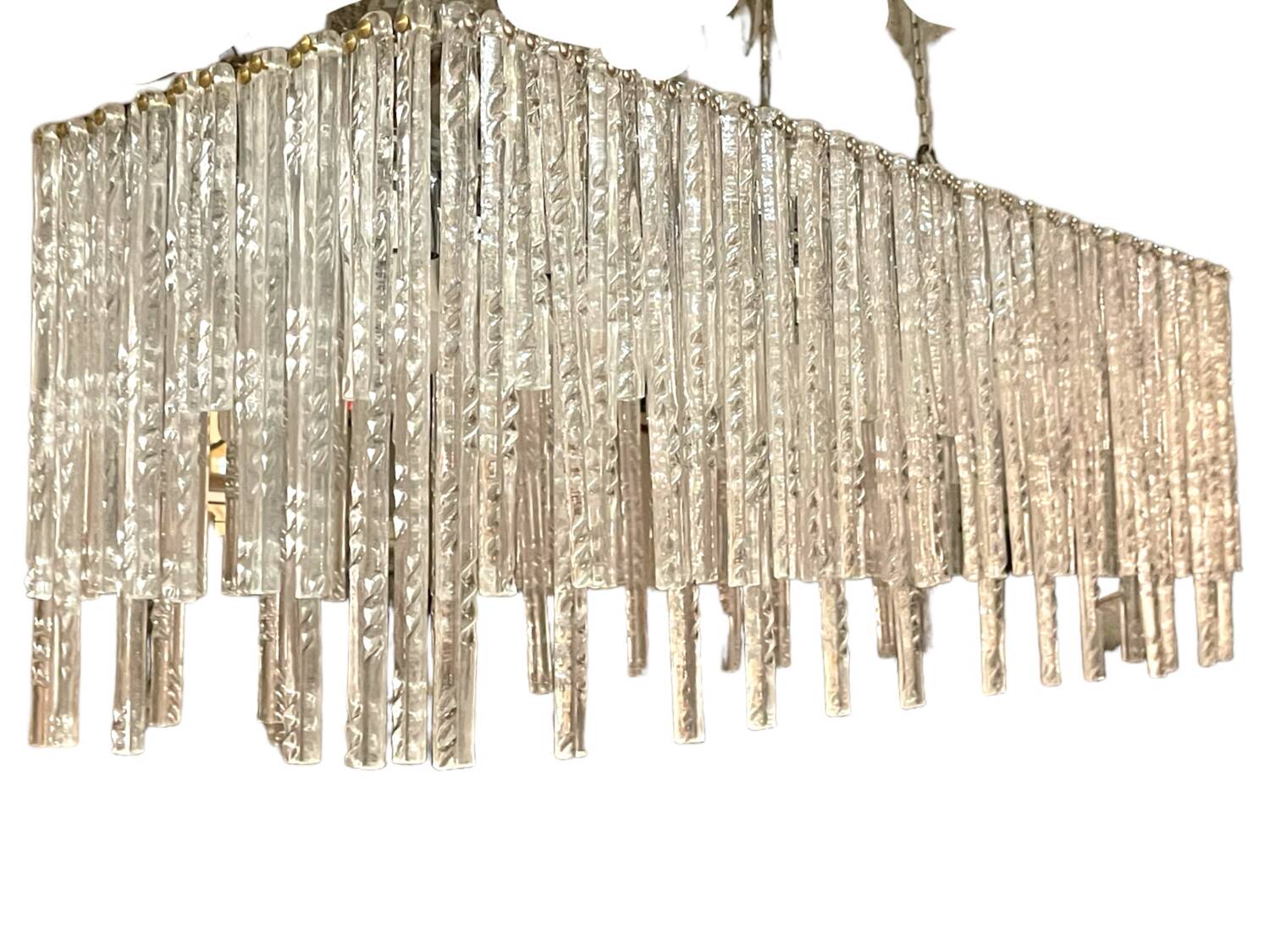 Large Rectangular Murano Glass Rod Chandelier 1980’s