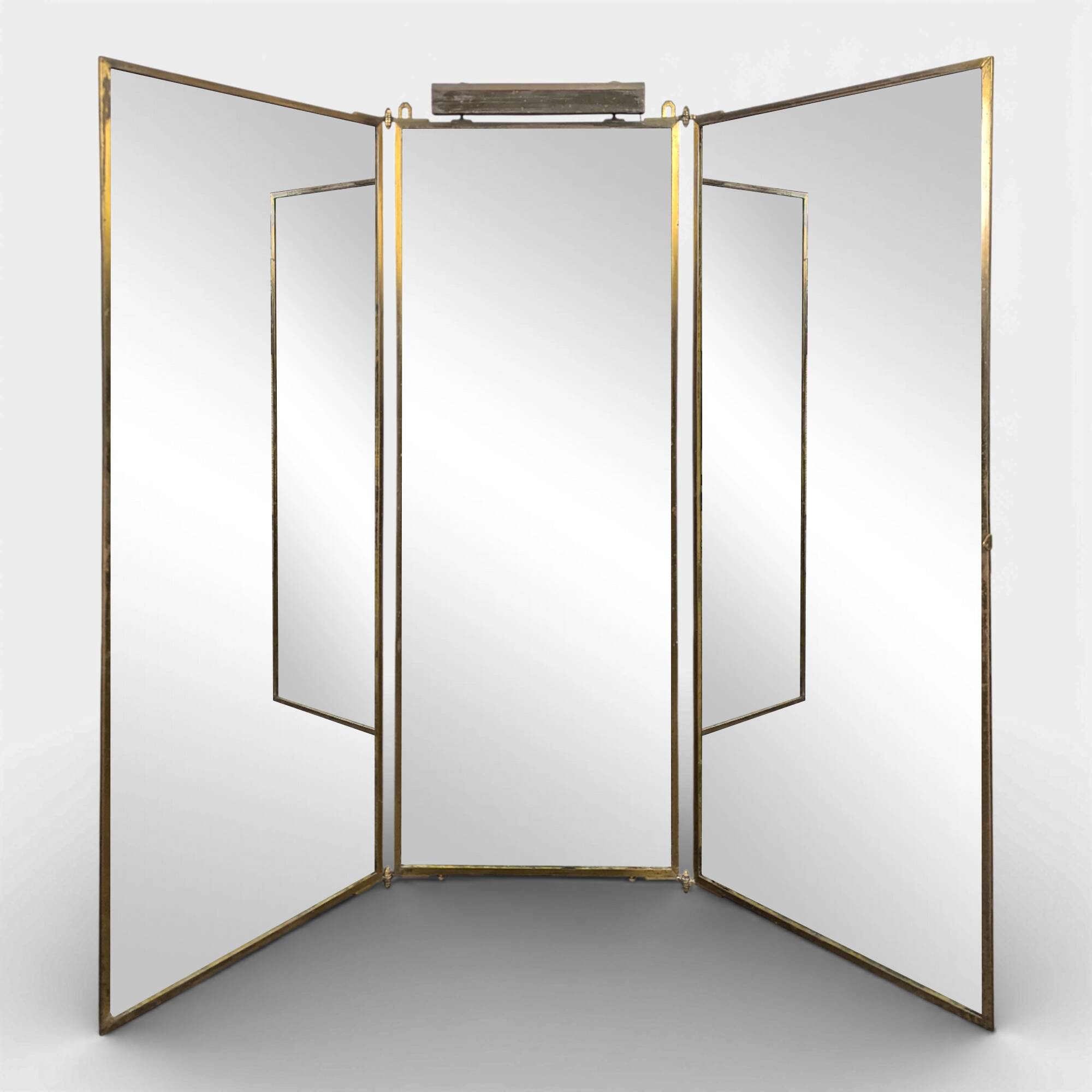 Nickel-plated bronze triptych mirror from the early 20th century.