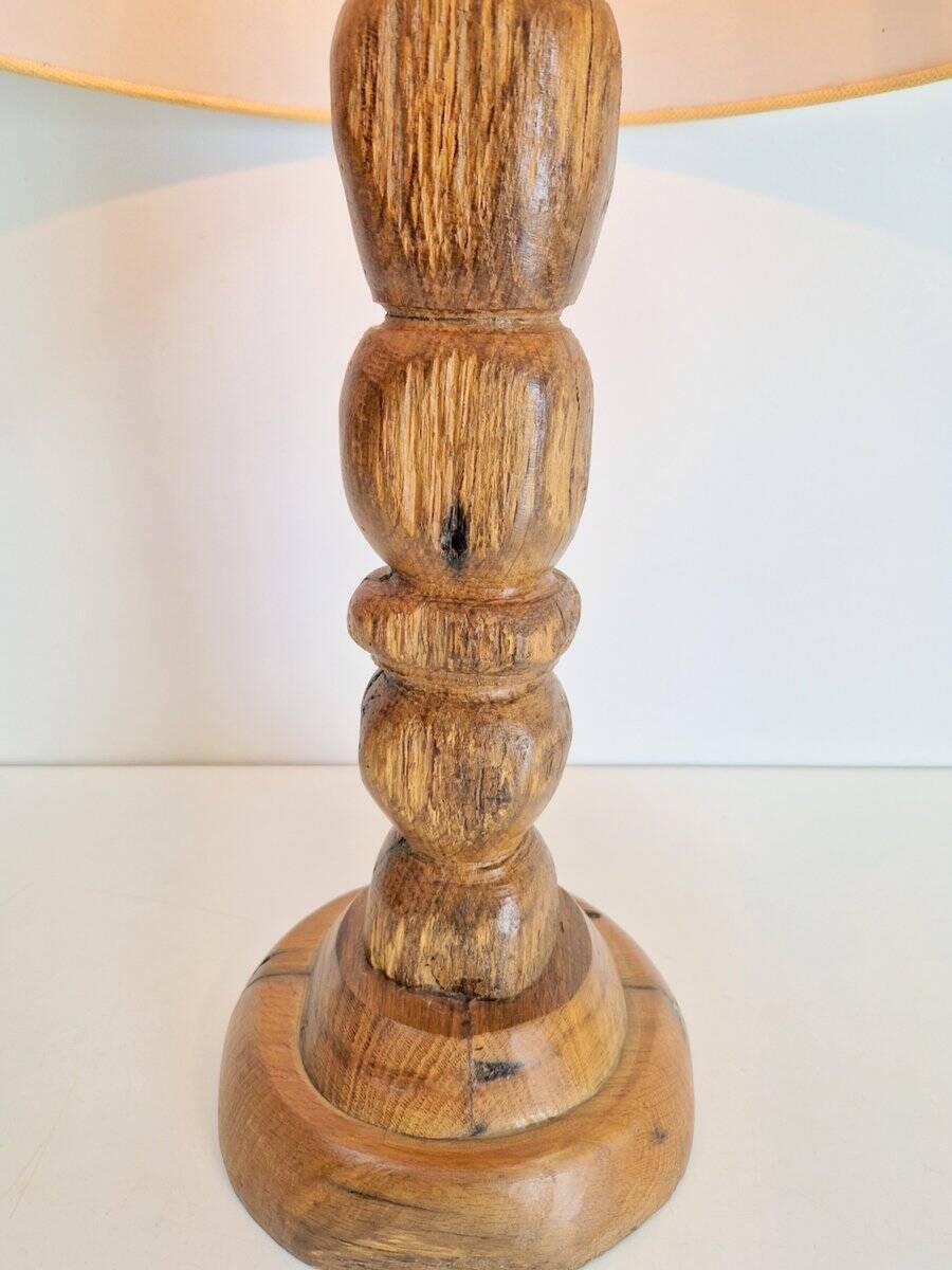 Lampe de table en bois brutaliste moderne du milieu du siècle, France, années 1950