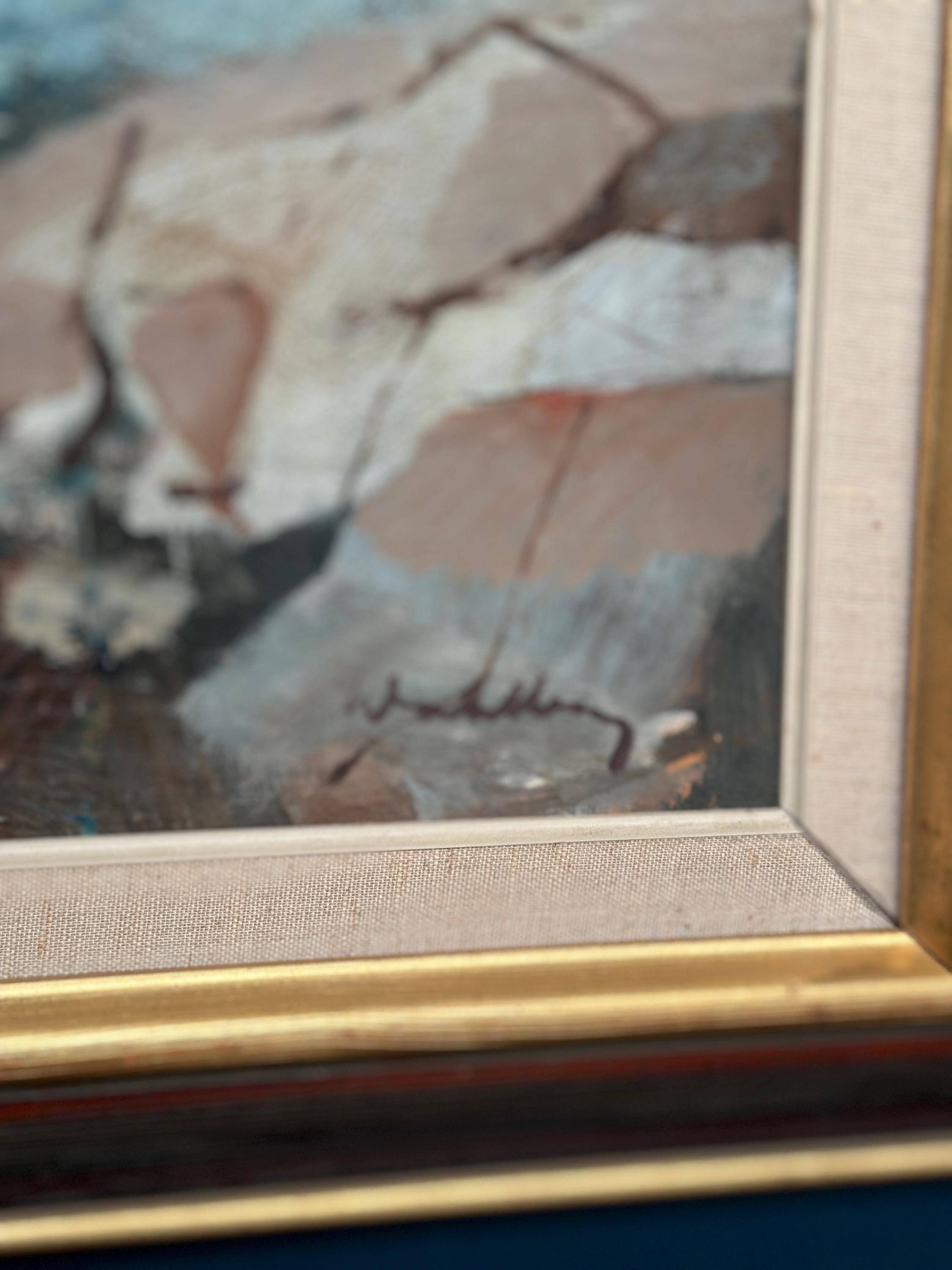 Huile su toile suédoise – “Côte” par Bertil Wahlberg – Vintage et encadrée