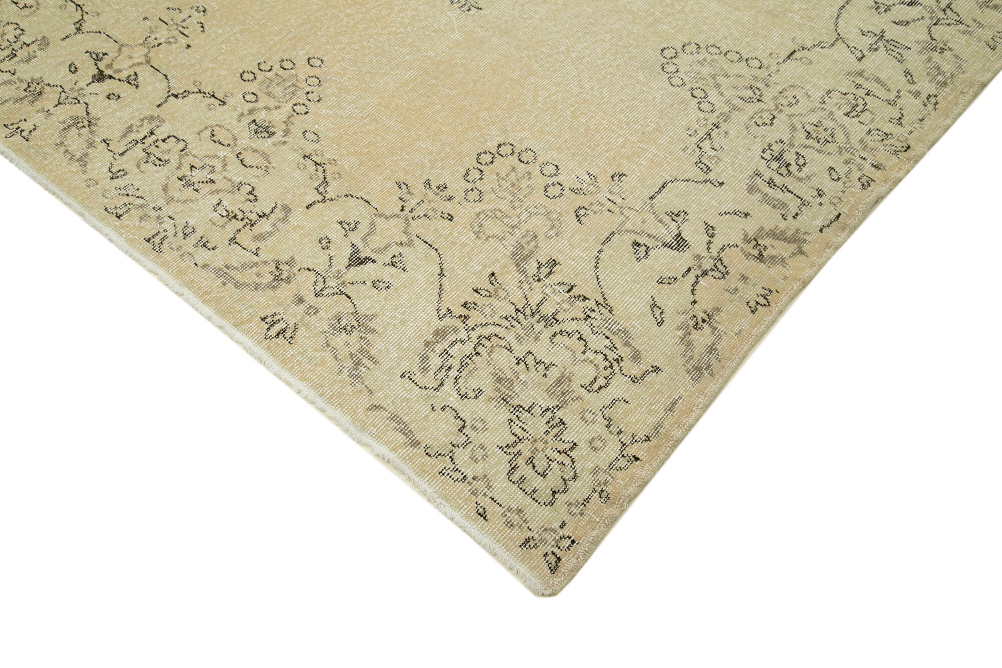 Handwoven unique anatolian beige carpet 212 cm x 300 cm