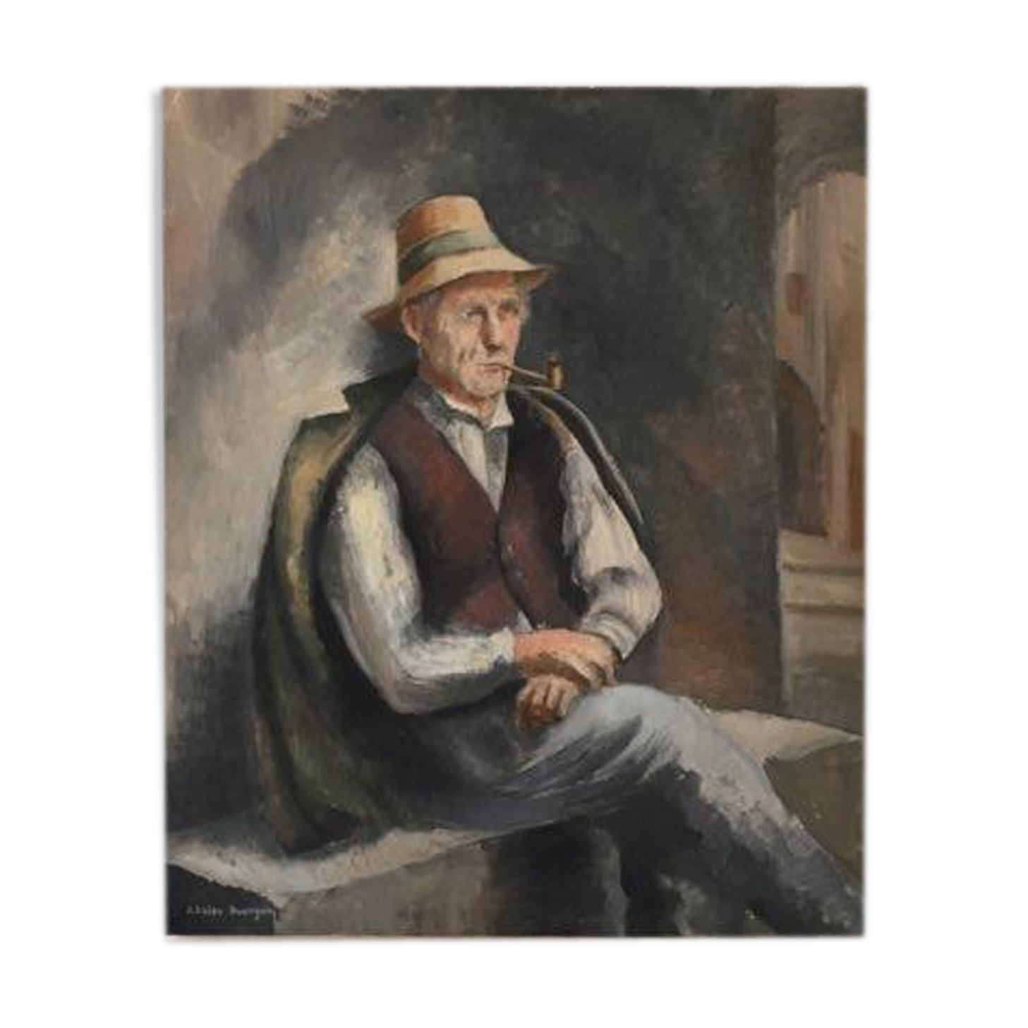 Portrait old oil signed