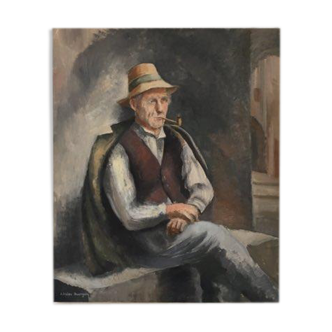 Portrait old oil signed