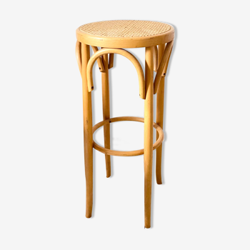 Tabouret de bar haut en rotin vintage