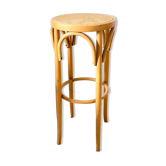 Tabouret de bar haut en rotin vintage