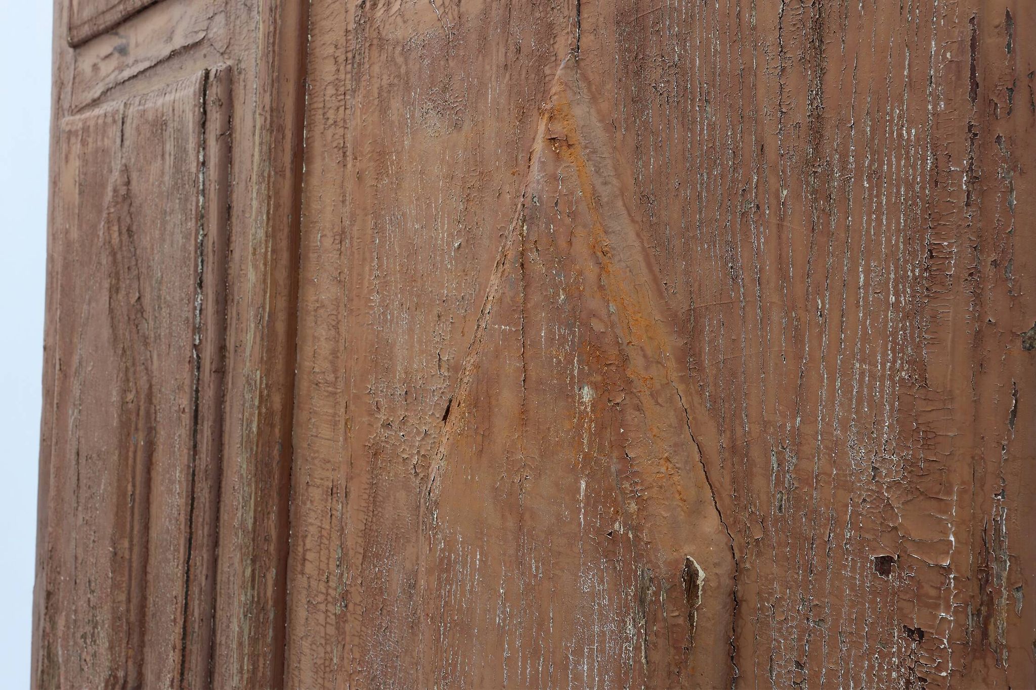 Large 17th century Monastery doors in terracotta lacquered oak, Portugal