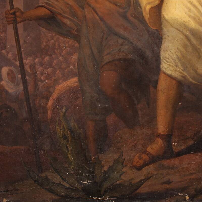 Italian painting signed by Focosi and dated 1852, *Moses Breaking the Table