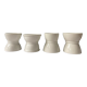 Set of 4 white porcelain diabolo shells