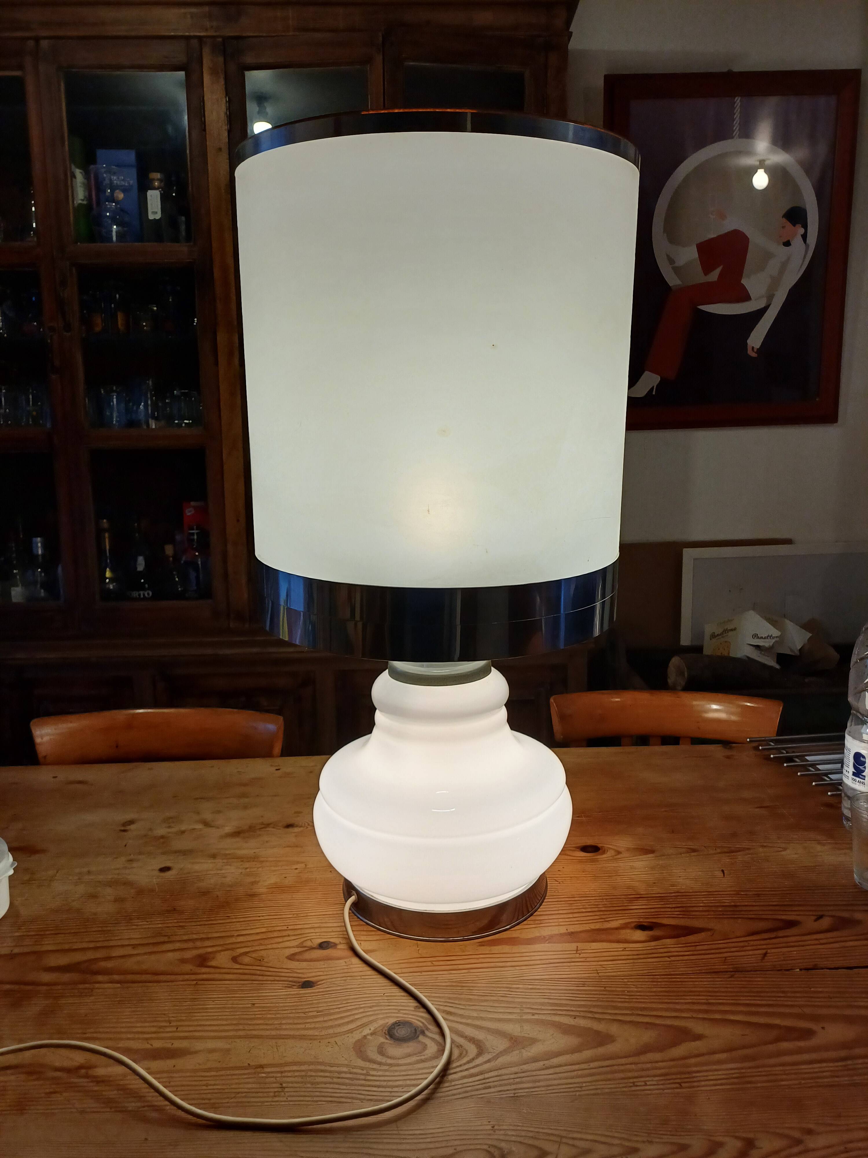 Vintage 1970s White Opaline Lamp