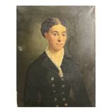 Huile sur toile portrait ancêtre signé A. Juliard daté XIXème