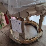 Pair of rattan and bamboo poufs