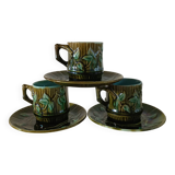 3 cups and saucers in bamboo decor slip