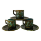 3 cups and saucers in bamboo-decorated earthenware