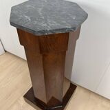 Biedermeier Drum Cabinet in Walnut Veneer & Marble, France, 1830s