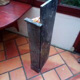 White veined black marble fireplace