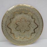 Plateau rond en laiton, décor oriental