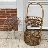 Vintage rattan bar server