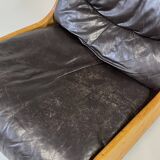 Vintage Brutalist Leather Armchair, 1960s–1970s