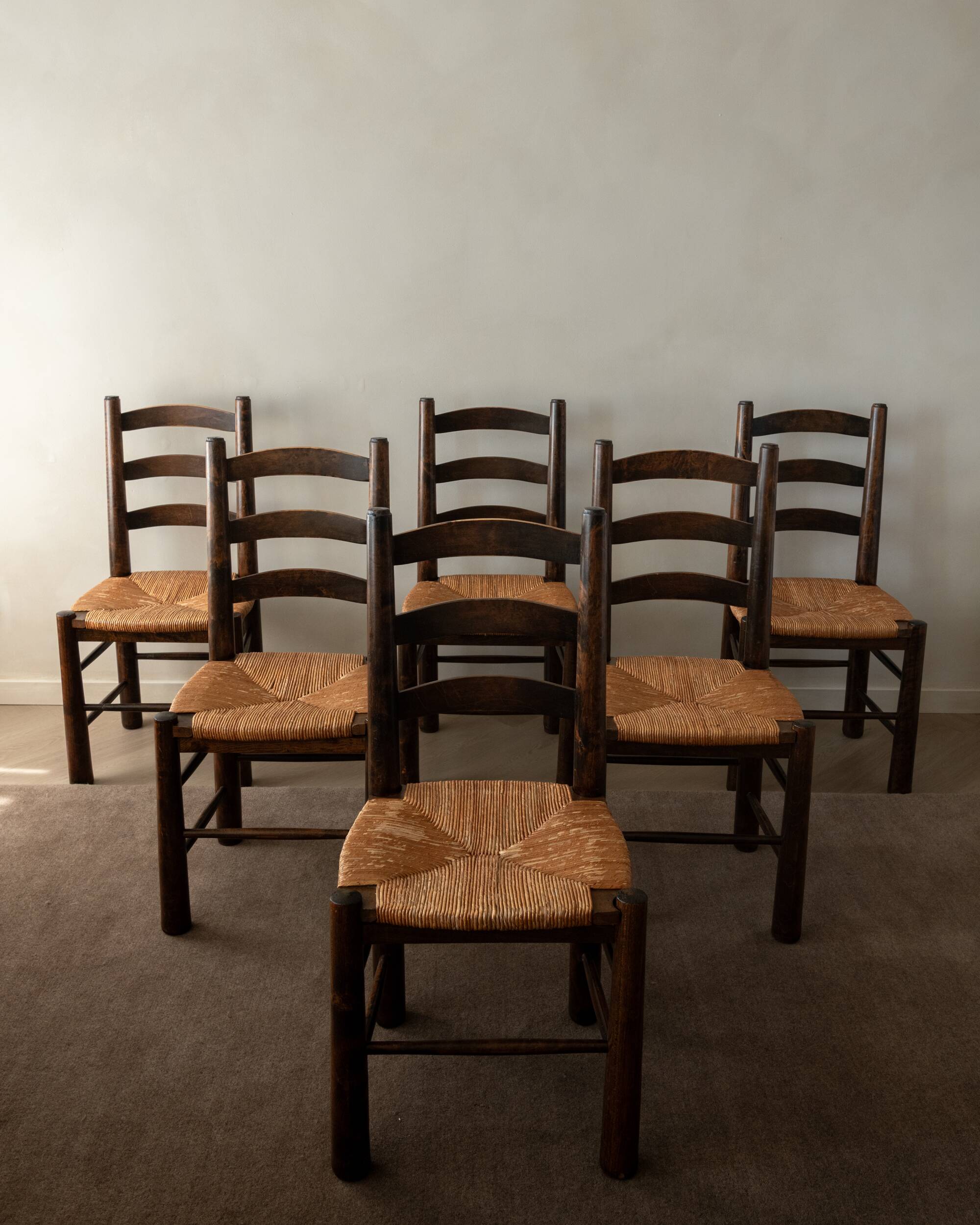 Vintage French Brutalist Dining Chairs by Georges Robert, 1950s, Set of 6