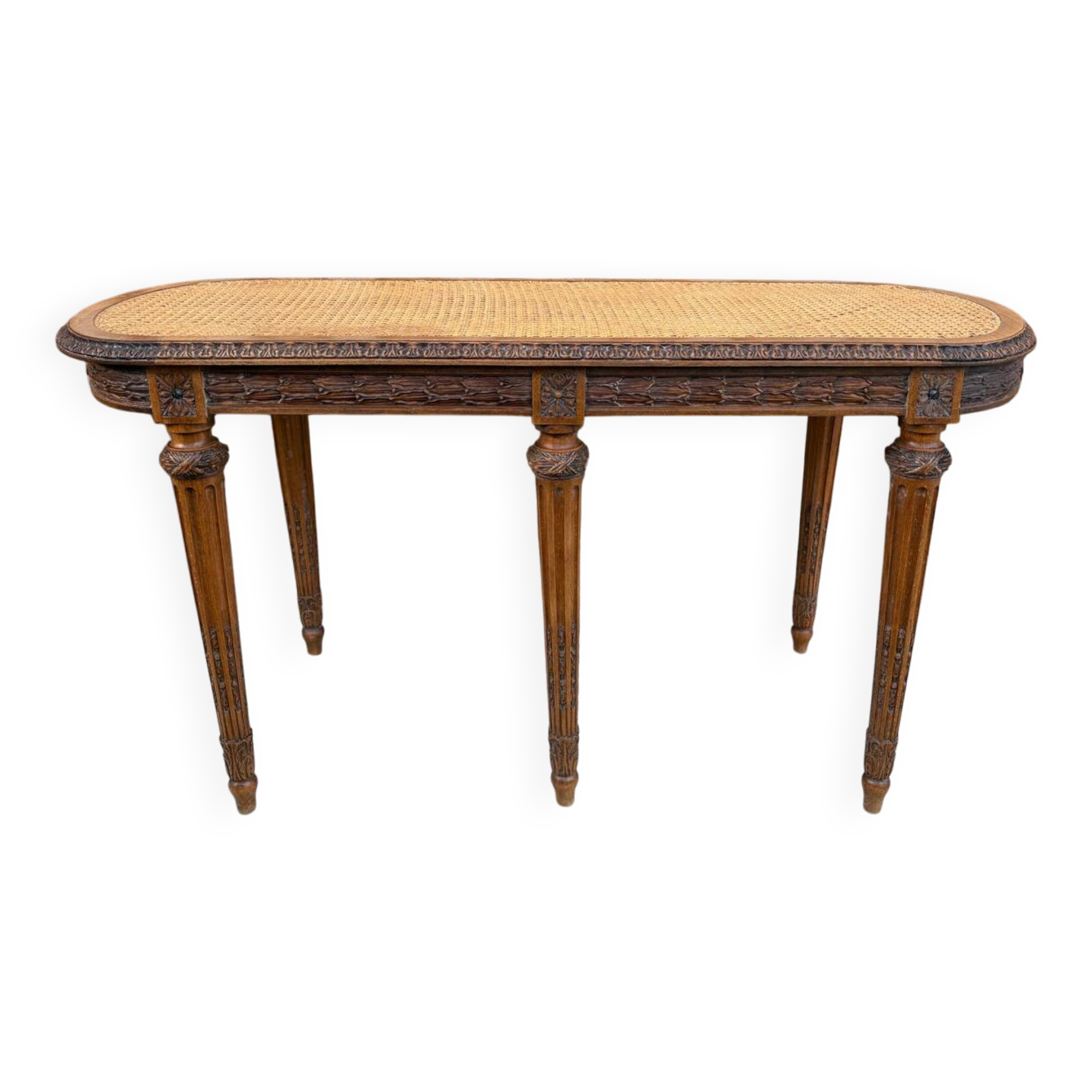 Louis XVI style piano bench in carved wood and caning