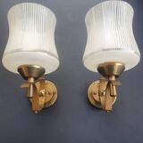 Paire d'appliques murales dorées vintage France