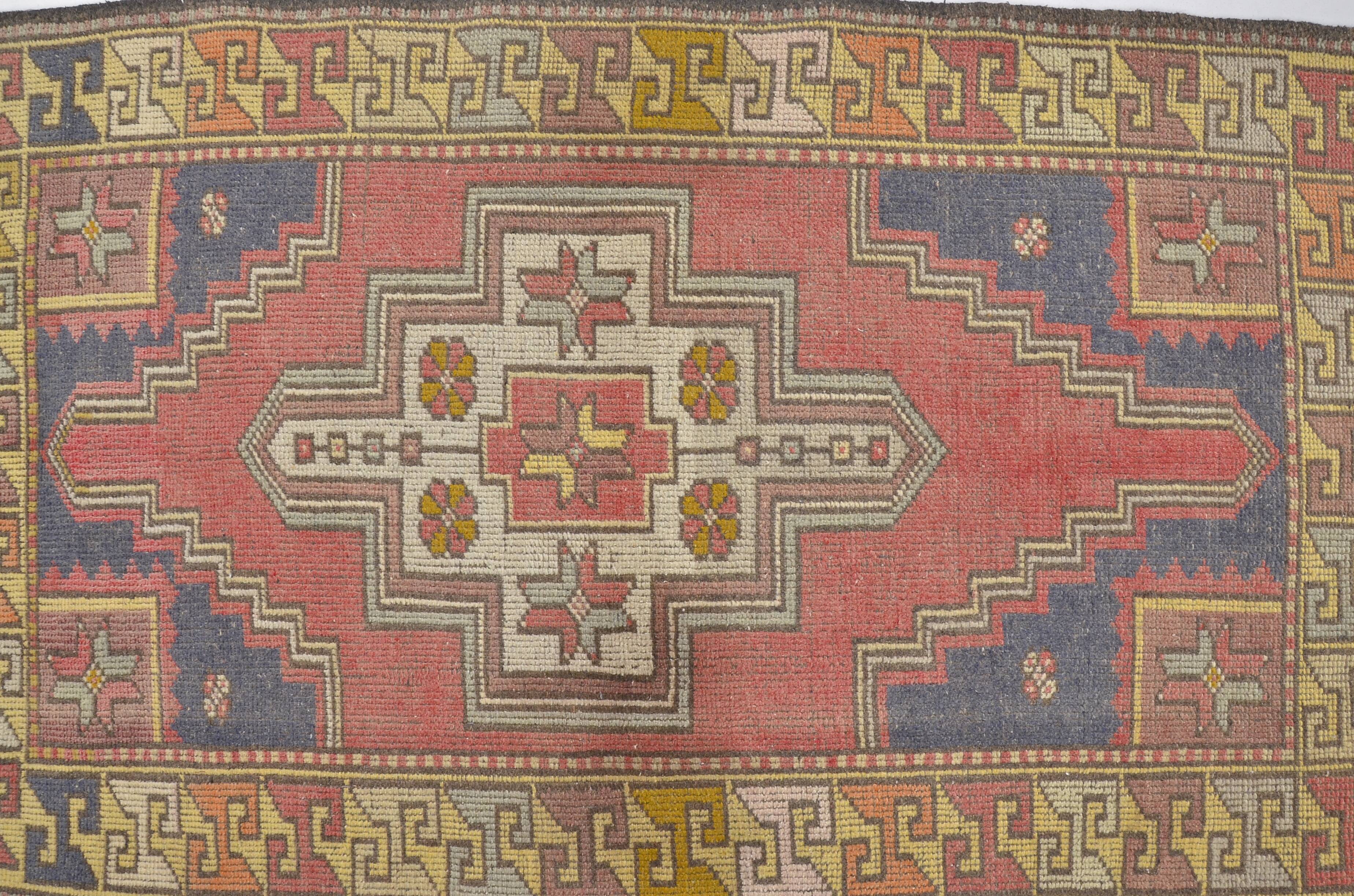 Tapis Oushak rouge et bleu sku 2451