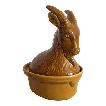 Bouc en céramique , terrine vintage zoomorphe