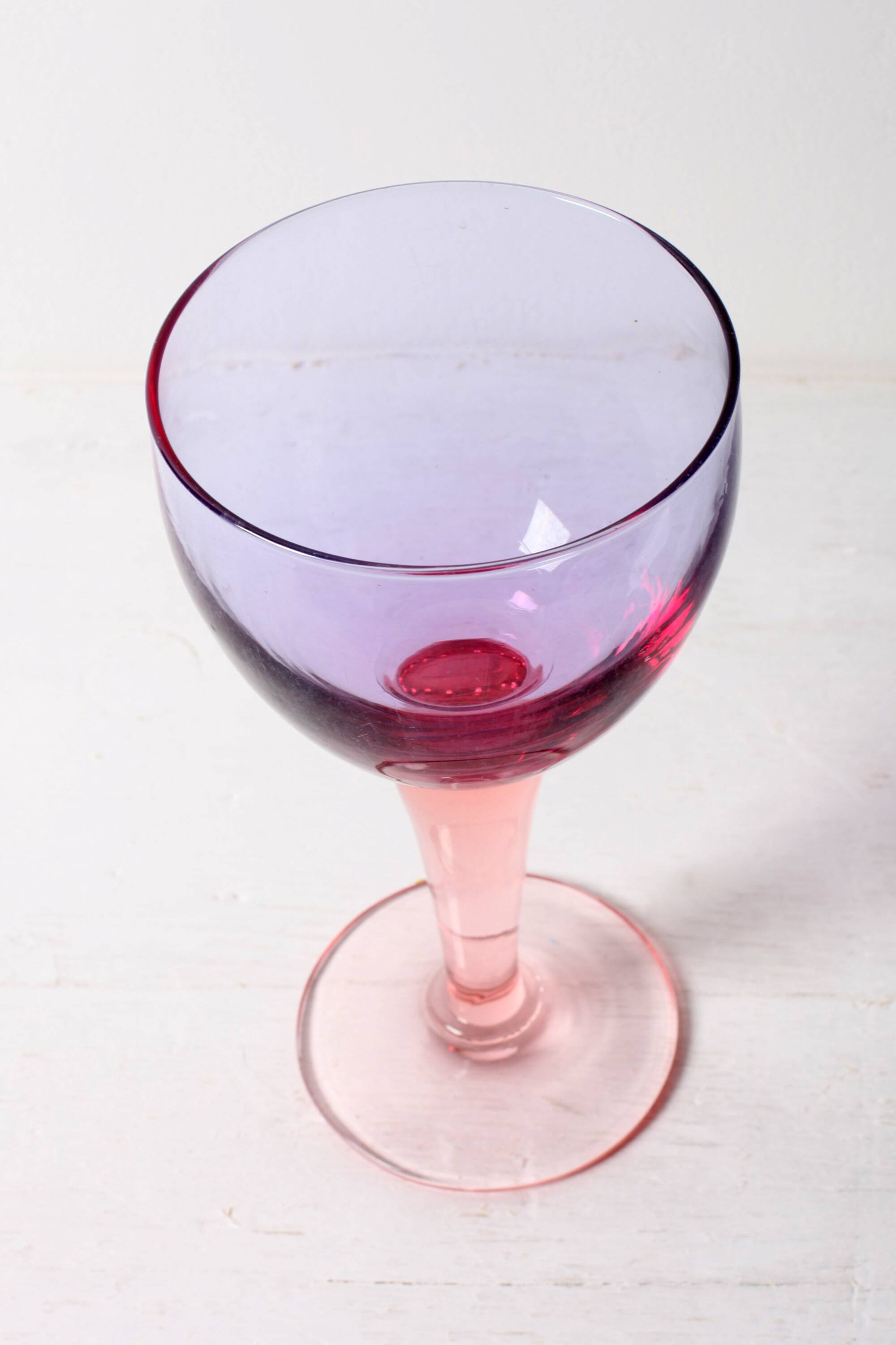 Large Vintage Murano Bicolor Wine Goblet / Murao / Italy / 1980s