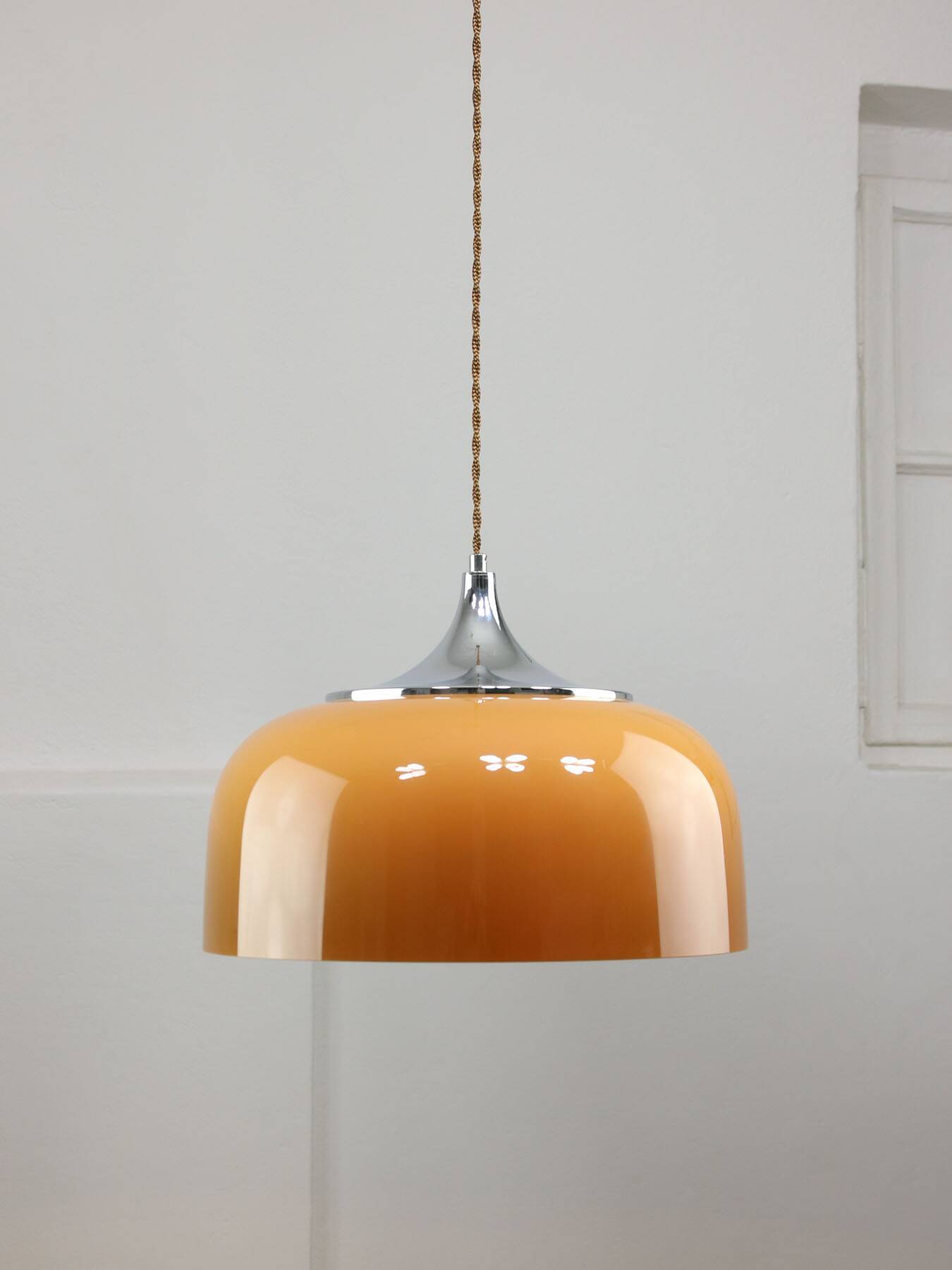 Space Age Brown Pendant Lamp from Guzzini, 1960s